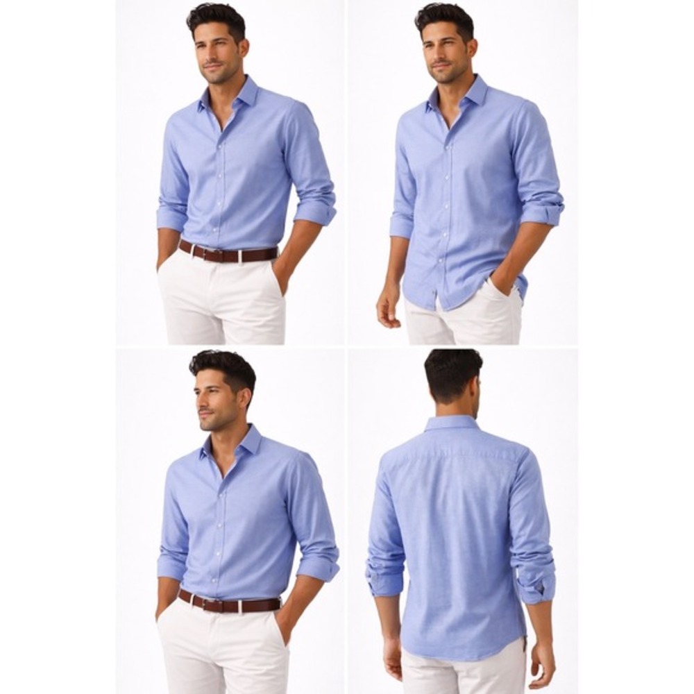 Calvin Klein Light Blue Chevron Weave Roll Tab Button Down Shirt XL Preppy 77-21